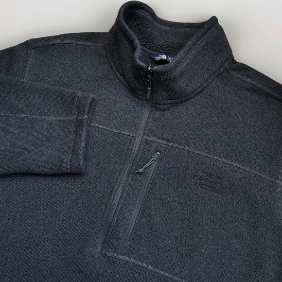 The North Face Mens XXL Gordon Lyons Pullover Sweater Gray Fleece 1/4 Zip - Picture 1 of 8
